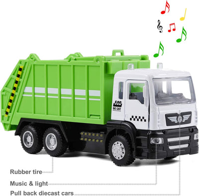 Garbage Truck Toys Alloy Diecast Cars Trash Truck Wiht Light and Sound Recycled Trucks Toy for Boys Age 3,4,5,6,7 (1PC) (Garbage Truck)