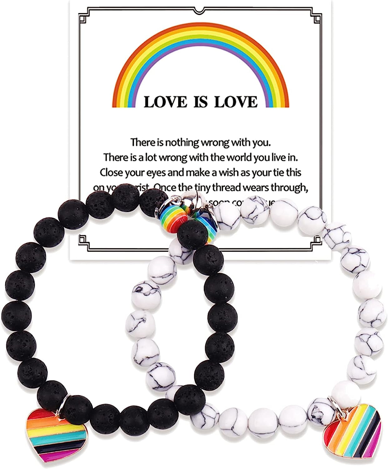  Rainbow LGBT Pride Bracelet,Handmade Gay Pride Bracelet,Birthday/Christmas/Anniversary/Graduation Gifts for Men and Women