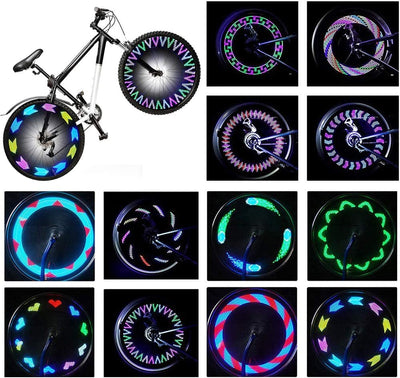  Bike Wheel Lights, Bicycle Wheel Lights Waterproof RGB Ultra Bright Spoke Lights 14-LED 30pcs Changes Patterns -Safety Cool Bike Tire Accessories Kids Adults-Visible from All Angle