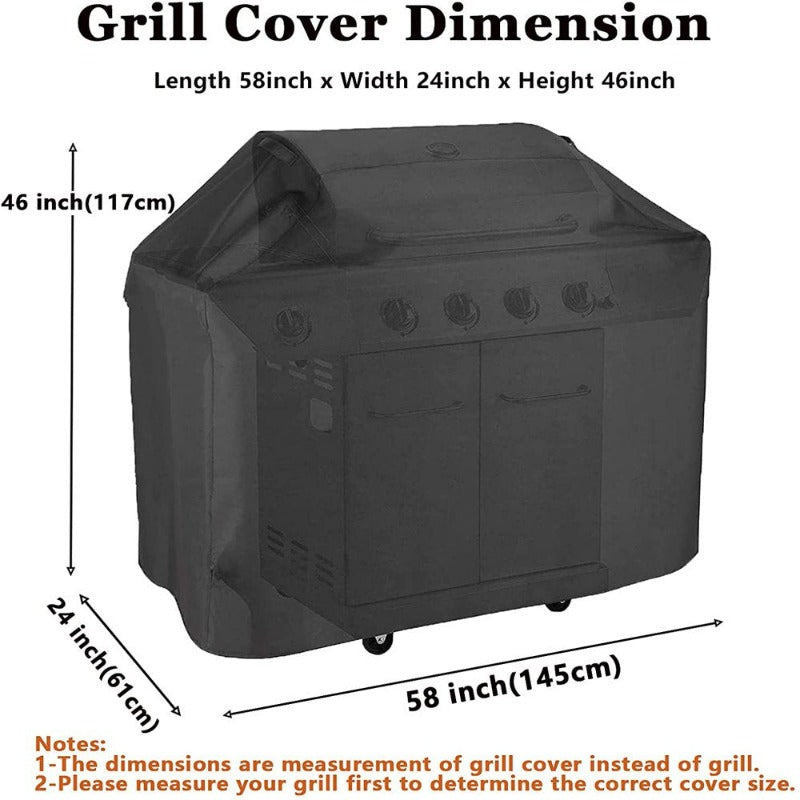 58 Inch BBQ Gas Grill Cover, Waterproof, Rip-Proof, Weather & UV Resistant, Fits Grills of Weber