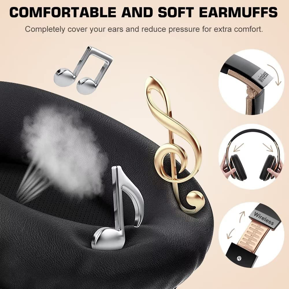 6S Rechargeable Wireless Bluetooth Headphones over Ear, Hi-Fi Stereo Foldable Wireless Stereo Headsets Earbuds with Built-In Mic, Volume Control, FM for Phone/Pc