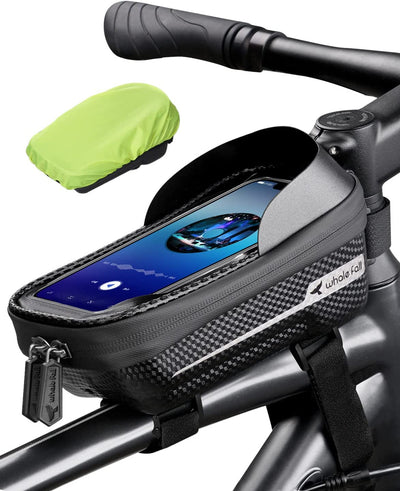 Bike Phone Holder Bike Phone Mount, 3D Hard Eva with 0.25mm Sensitive TPU Touch-Screen, with Rain Cover for Phones under 6.9''