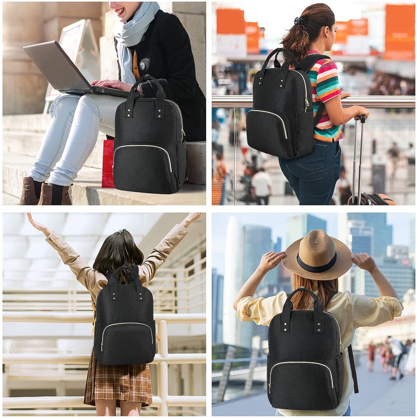 Laptop Backpack, Durable Teacher Backpack Nurse Bags, Small Travel Backpack Flight Approved, College School Computer Work Backpack Purse Bookbag for Student Fit 15.6 Inch Notebook Men Women
