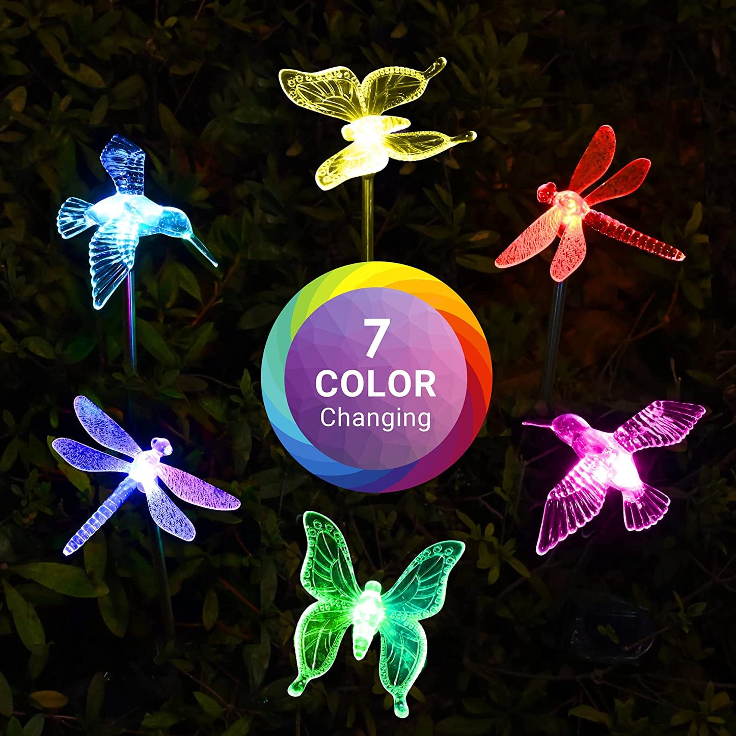 3 Pack Solar Butterfly Lights Outdoor, Multi-Color Changing Solar Garden Decorations, LED Solar Light Stakes, Solar Yard Lights for Patio, Lawn & Garden, Solar Bird Lights…