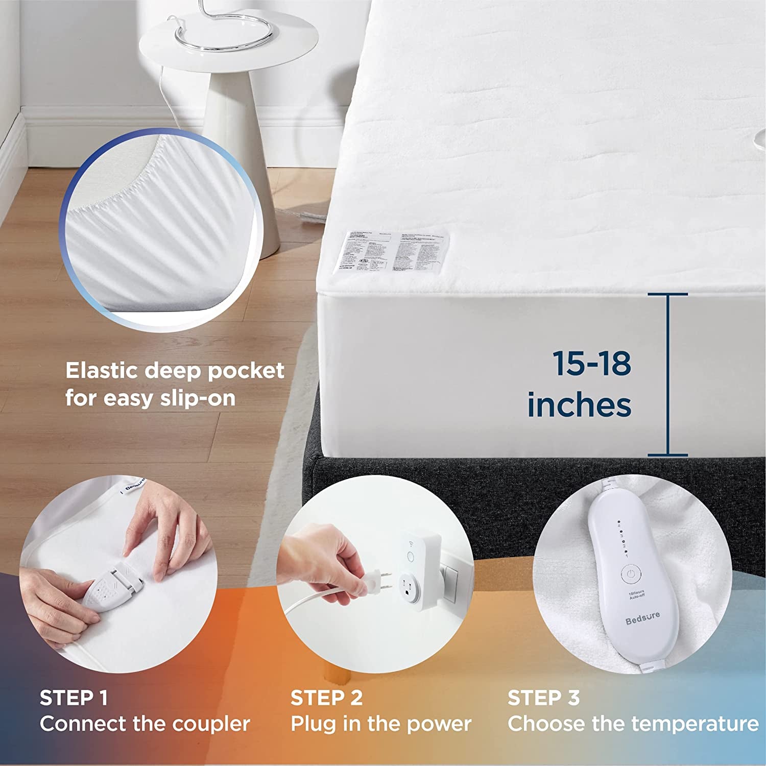 Bedsure Heated Mattress Pad King Size - Bed Warmer with Dual Control and 4 Heat Settings, Coral Fleece Electric Mattress Pad With10 Hr Timer & Auto Shut off (King, 78"X80")