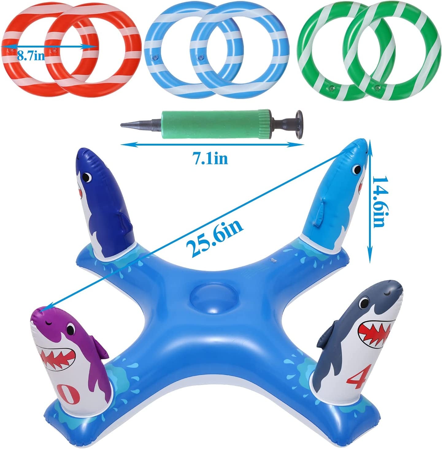 Inflatable Pool Ring Toss, Pool Toys for Kids with 6pcs Rings, Swimmin ...