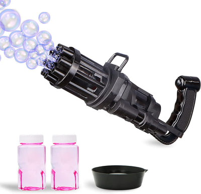 Bubble Maker with Bubble Solutions, Electric Bubble Machine Blower Toy for Kids Outdoor, 8-Hole Automatic Bubble Maker, Summer Gifts for Boys and Girls (Black)