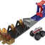 Hot Wheels Monster Trucks Fire through Hero Playset with 1:64 Scale Die-Cast 5 Alarm Vehicle & Launcher, Gift for Kids Ages 3 to 8 Years Old