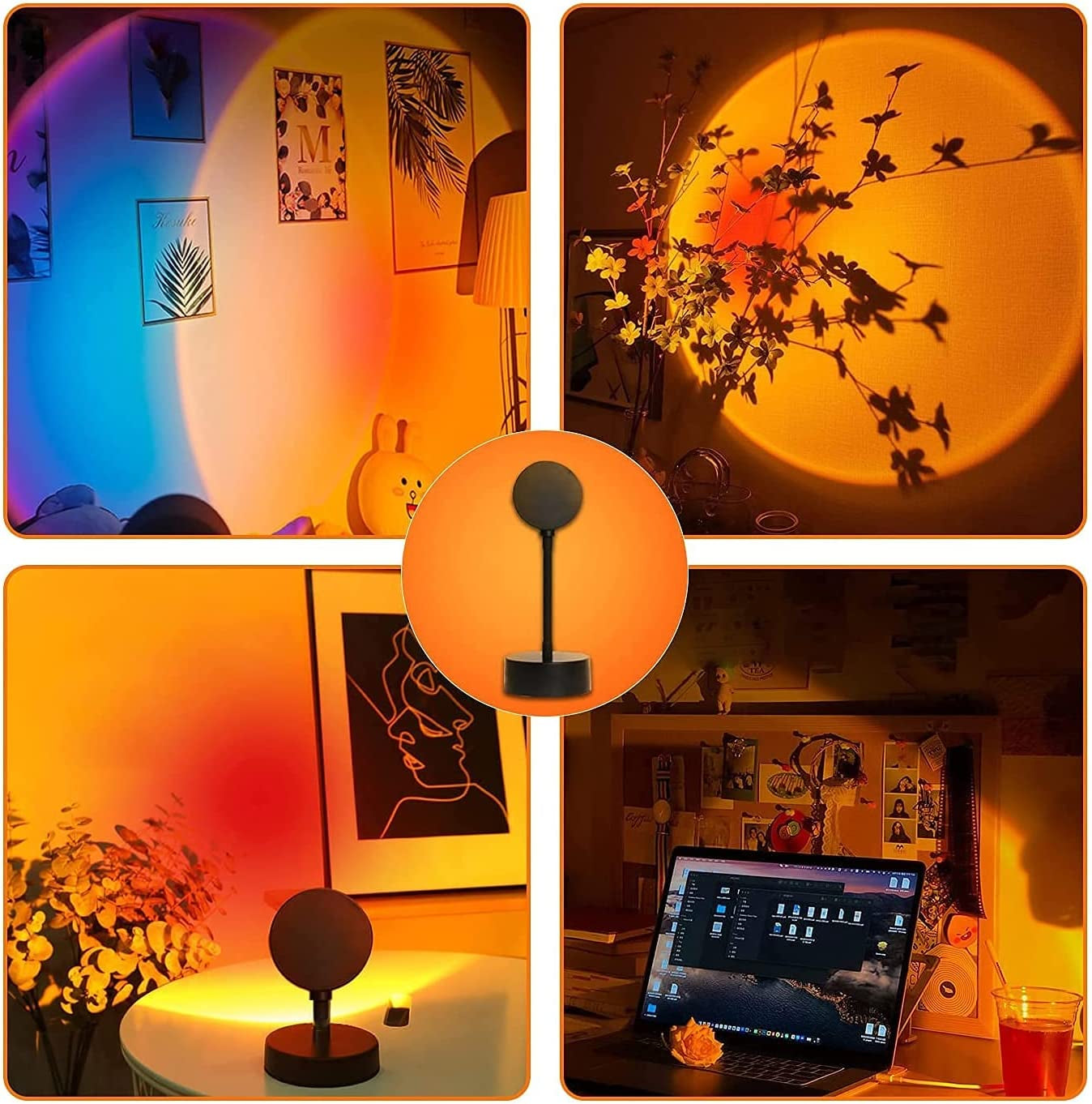 Sunset Lamp Projector Rainbow Light 360 Degree Rotation Sunset Projection LED Night Light