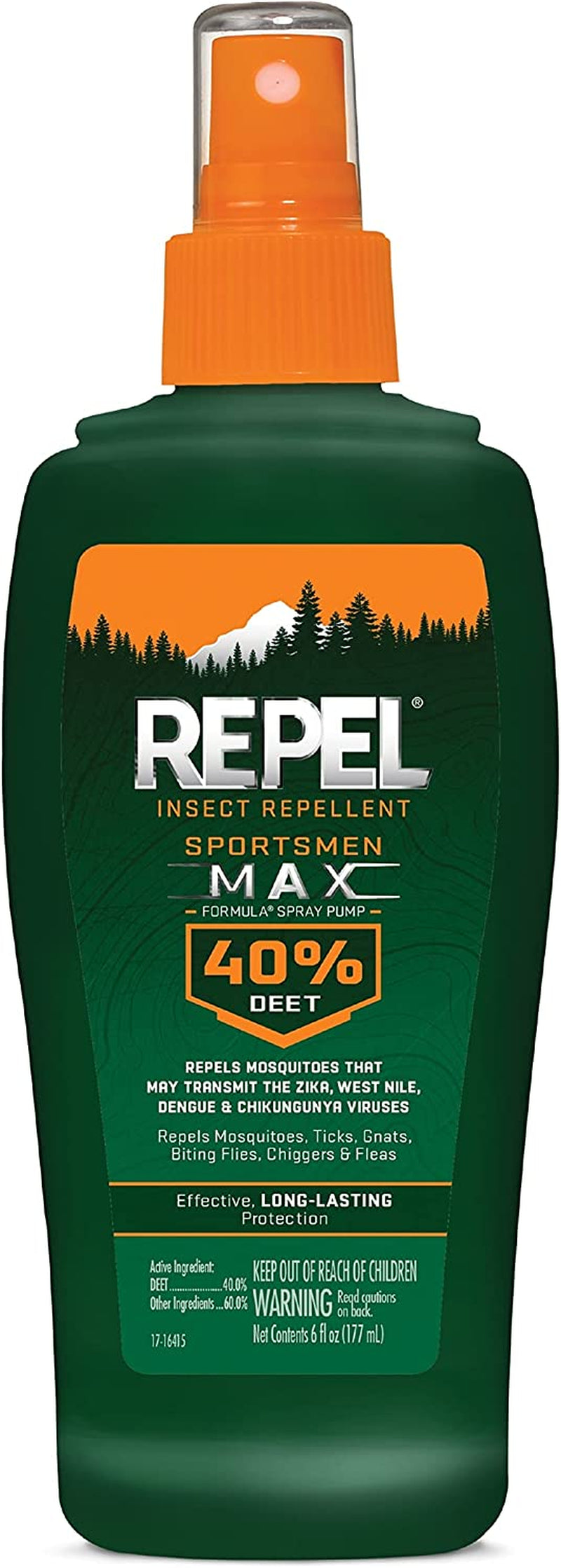 Repel Insect Repellent Sportsman Max Formula Spray Pump 40% DEET, Repels Mosquitoes, Ticks and Gnats, Effective Long-Lasting Protection, 40% DEET (Pump Spray) 6 fl Ounce