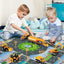 Diecast Engineering Construction Vehicles Truck Toys Set W/Play Mat, 7 Alloy Pull Back Cars, Play Mats for Toddlers and a Set of Road Signs, Kids Construction Toys, Toys for 3+ Year Old Boys and Girls