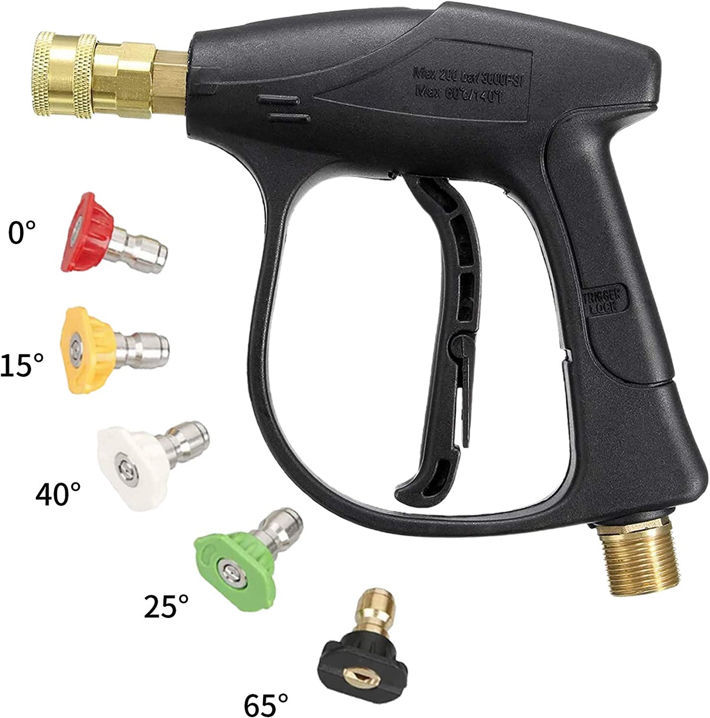 High Pressure Washer Gun, 3000 PSI Car Washer Gun with 5 Color Quick Connect Nozzles for Car Pressure Power Washers M22 Hose Connector 3.0 TIP