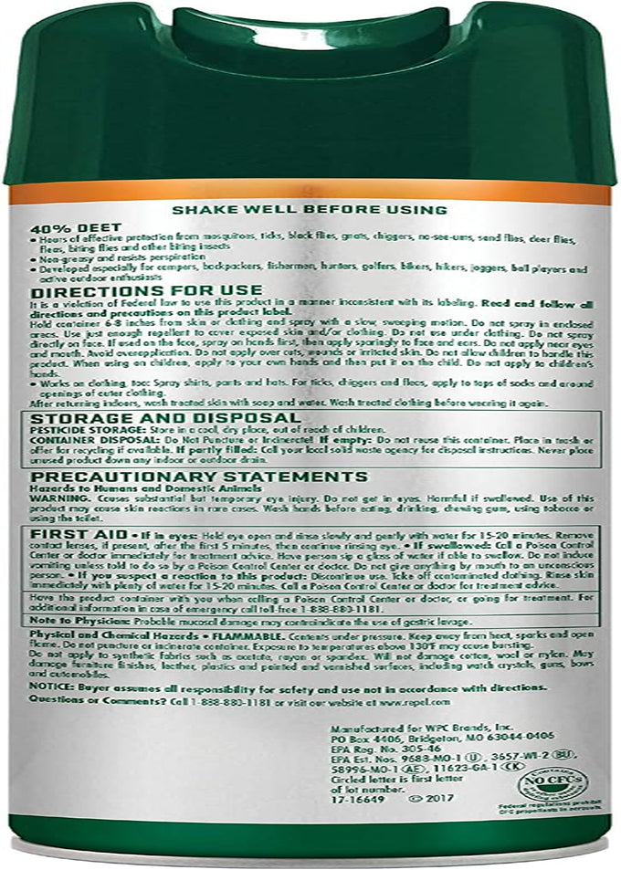 Repel Insect Repellent Sportsman Max Formula, Repels Mosquitoes, Ticks, Gnats, Biting Flies, 40% DEET (Aerosol Spray) 6.5 fl Ounce