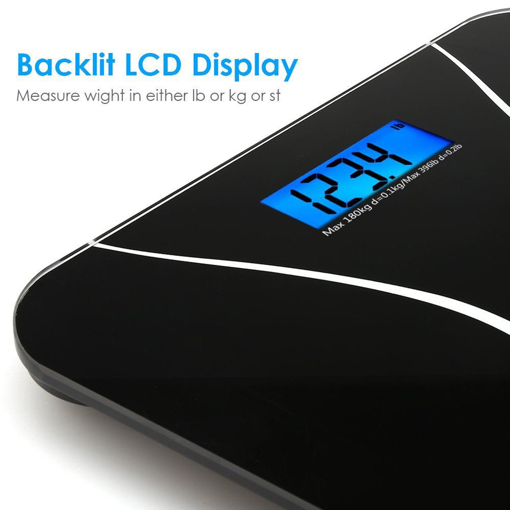  180KG Digital Electronic LCD Body Weight Smart Bathroom Scale 396Lb