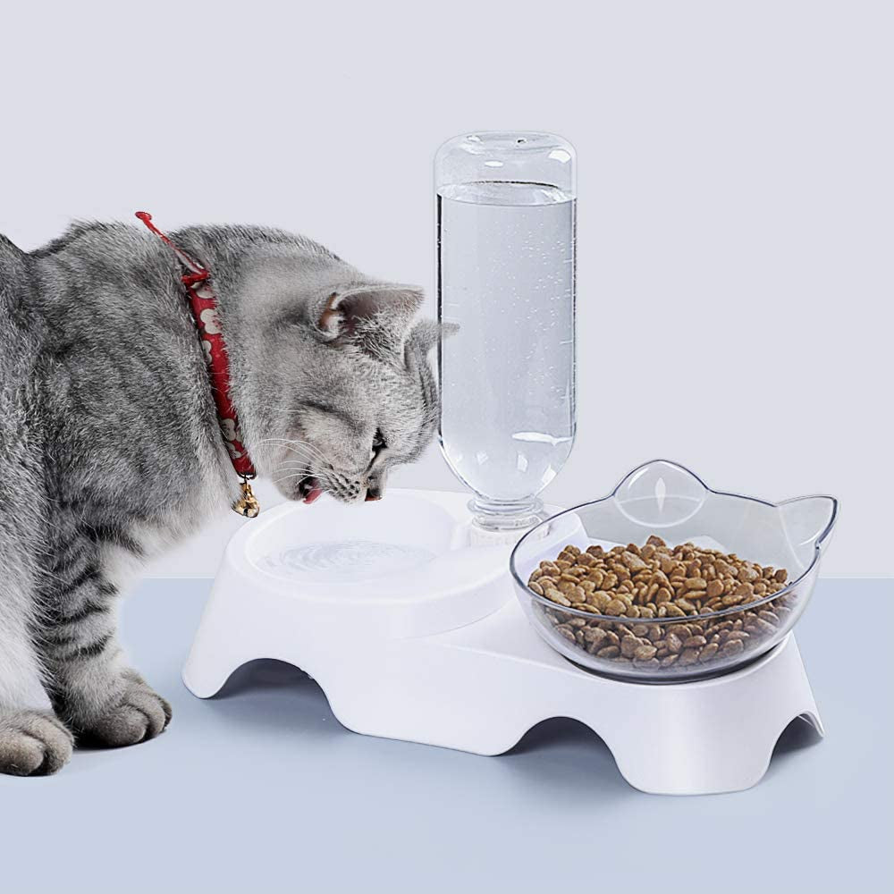  Double Dog Cat Bowls Pets Water and Food Bowl Set