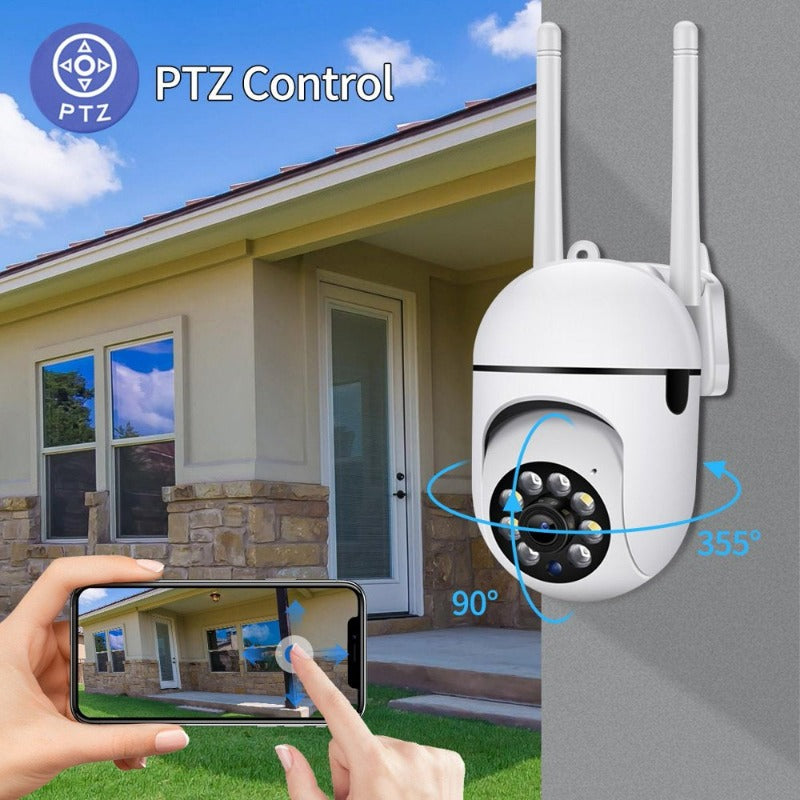 Security Camera Outdoor, Wireless Wifi IP Camera Home Security System 350° View,Motion Detection, Auto Tracking,Two Way Talk,Hd 1080P Pan Tile Full Color Night Vision 