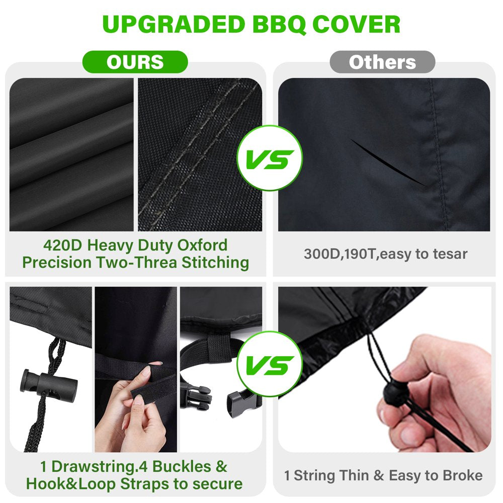BBQ Grill Cover 30"X25"X47" Durable 420D Heavy Duty Nylon Fabric Waterproof Barbecue BBQ Cover with Storage Bag, Universal Size, Windproof, UV Protection