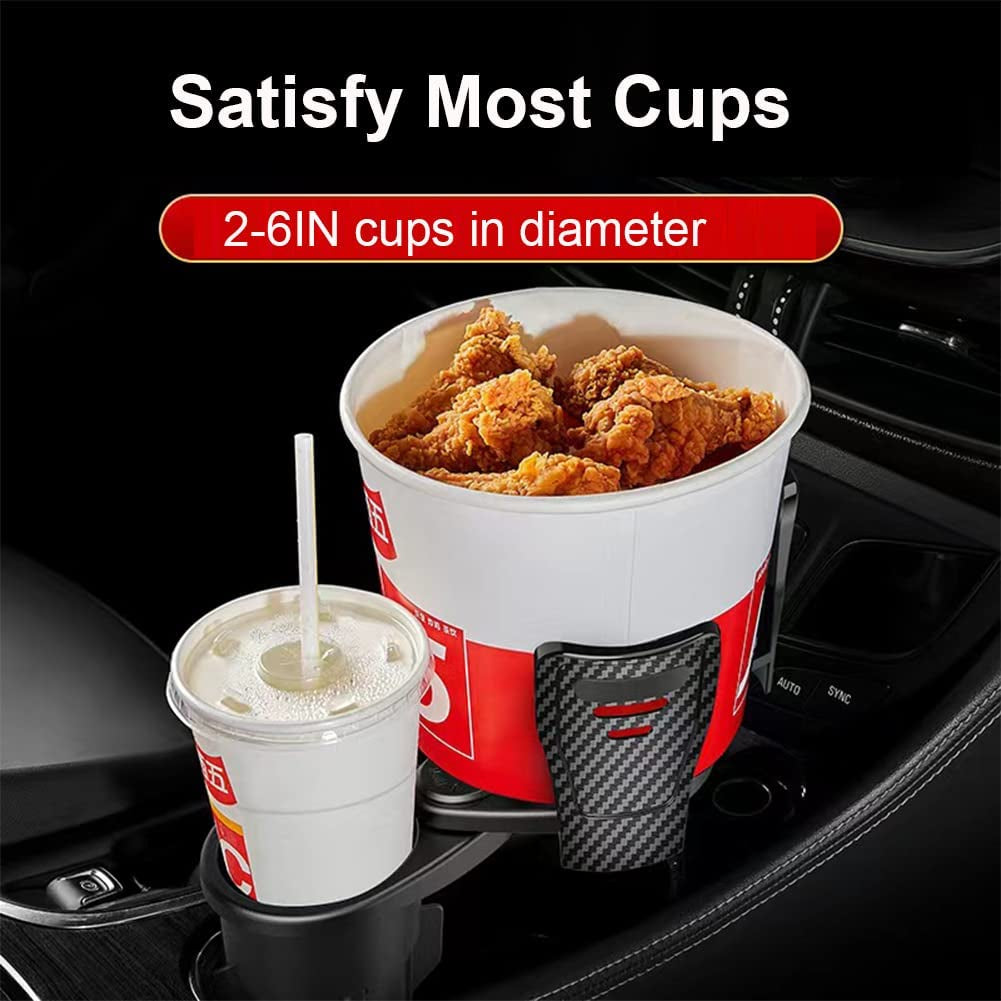 Cup Holder Expander for Car - Multifunctional 2 in 1 Cup Holder Adapter Multifunctional Car Drink Holder with 360° Rotating Adjustable Base