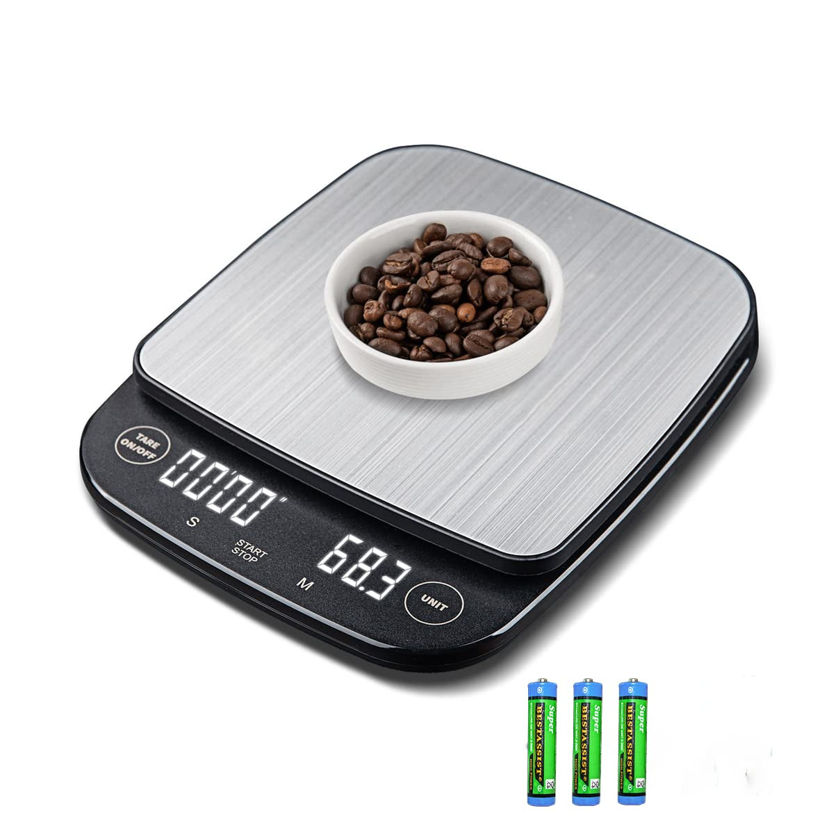 Digital Kitchen Scale for Food Ounces and Grams, Gram Scale for Cooking, Baking, 3kg/0.1g Super Accurate, with Timer, Hidden LCD, Tare Function, Easy to Clean and Store (Black)
