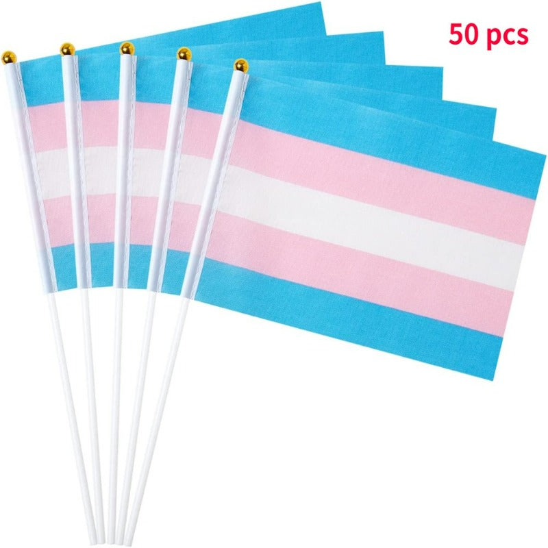 50 Pack Mini Pride Flag Small Lgbt Rainbow Flag Hand Held Stick Flags 