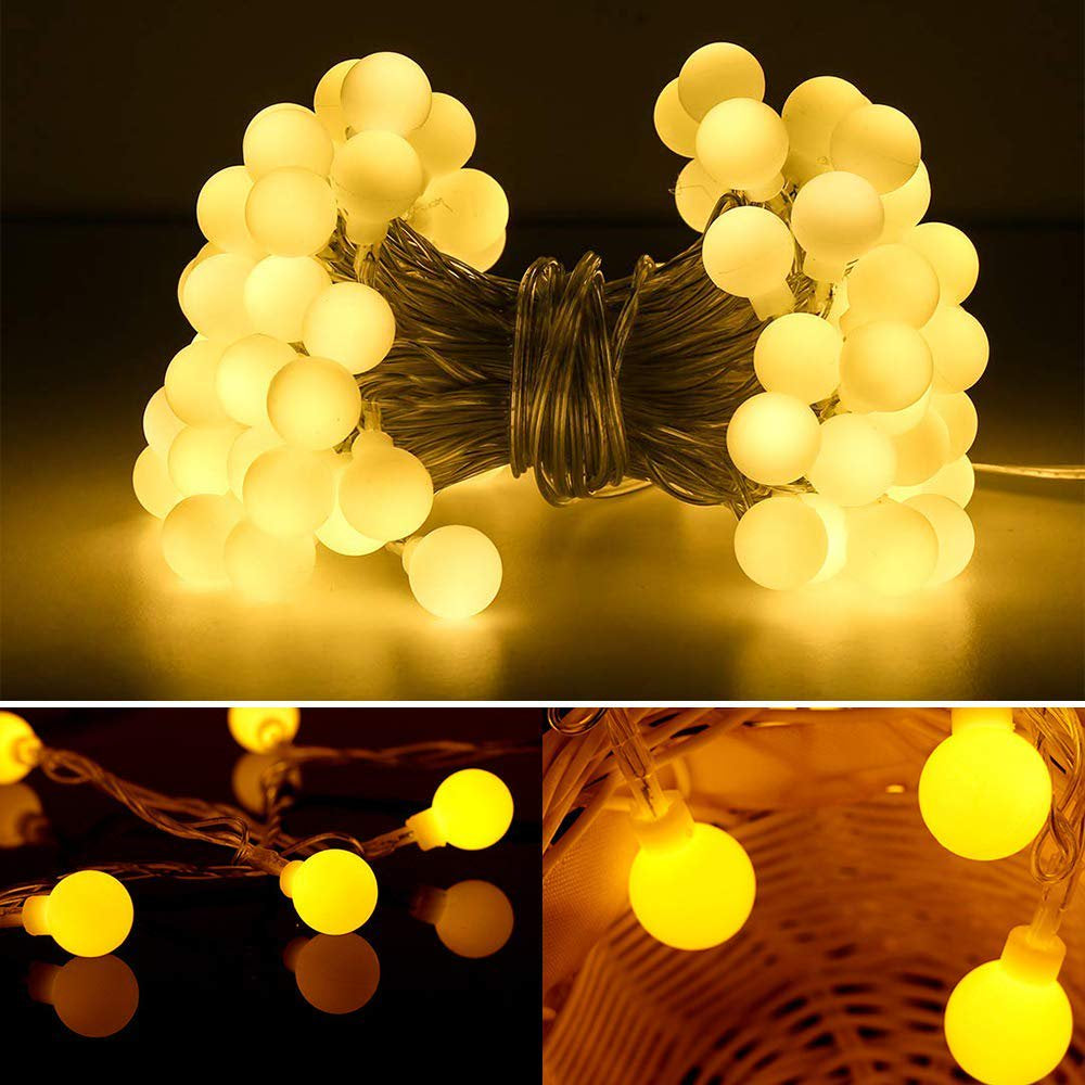  9.84Ft 20 Leds Globe Christmas String Lights Starry Fairy Lights, Battery Operated Ball String Lights for Outdoor Indoor Bedroom, Garden, Patio, Wedding, Christmas Tree, Warm White