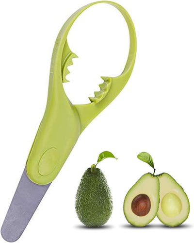 Avocado Slicer,Avocado Tool 3In1 Avocado Slicer Kamizen Stainless Steel Safety Blade for Avocado and Multifunction Fruit Cutter,Green-Slicer 9.2"X3.3"X0.8" Men,Women and Children(1-Pack)