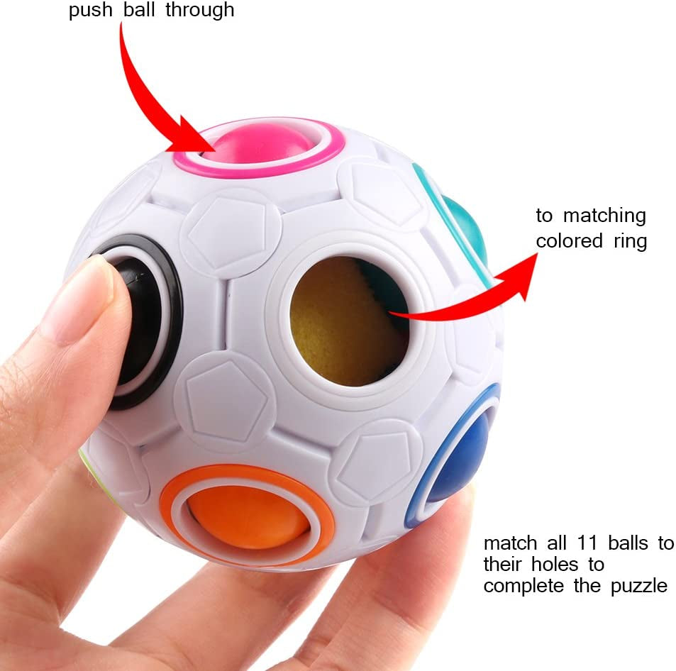 D-F Rainbow Puzzle Ball Cube Magic Rainbow Ball Puzzle Bundle Stress Fidget Ball Brain Teasers Games Fidget Toys