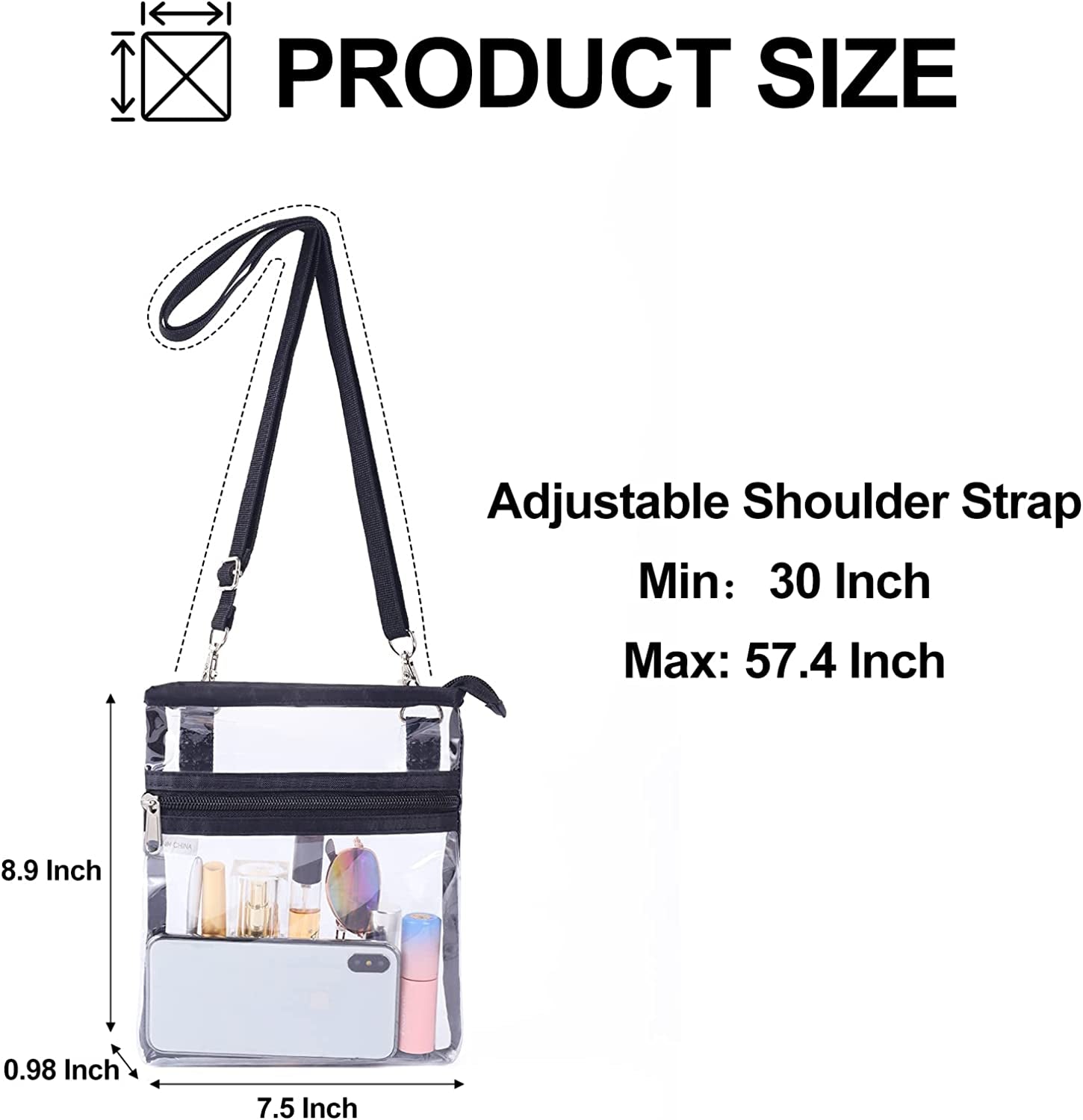 Clear Crossbody Purse with Front Pocket