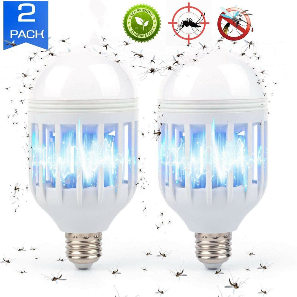 2 Pack Light Zapper LED Lightbulb Bug Mosquito Fly Insect Killer Bulb Lamp Home