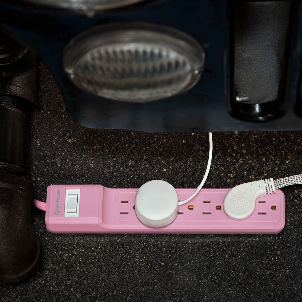  6 Outlet Surge Protector with 2 Ft Cord, Pink