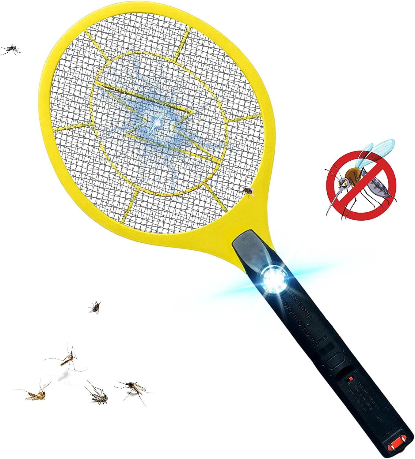  Rechargeable Electric Fly Swatter Racket & Bug Zapper - Handheld Indoor & Outdoor Racket – 400mAh Battery Operated Zapper for Pest Control, Mosquito Killer and Insect Catcher