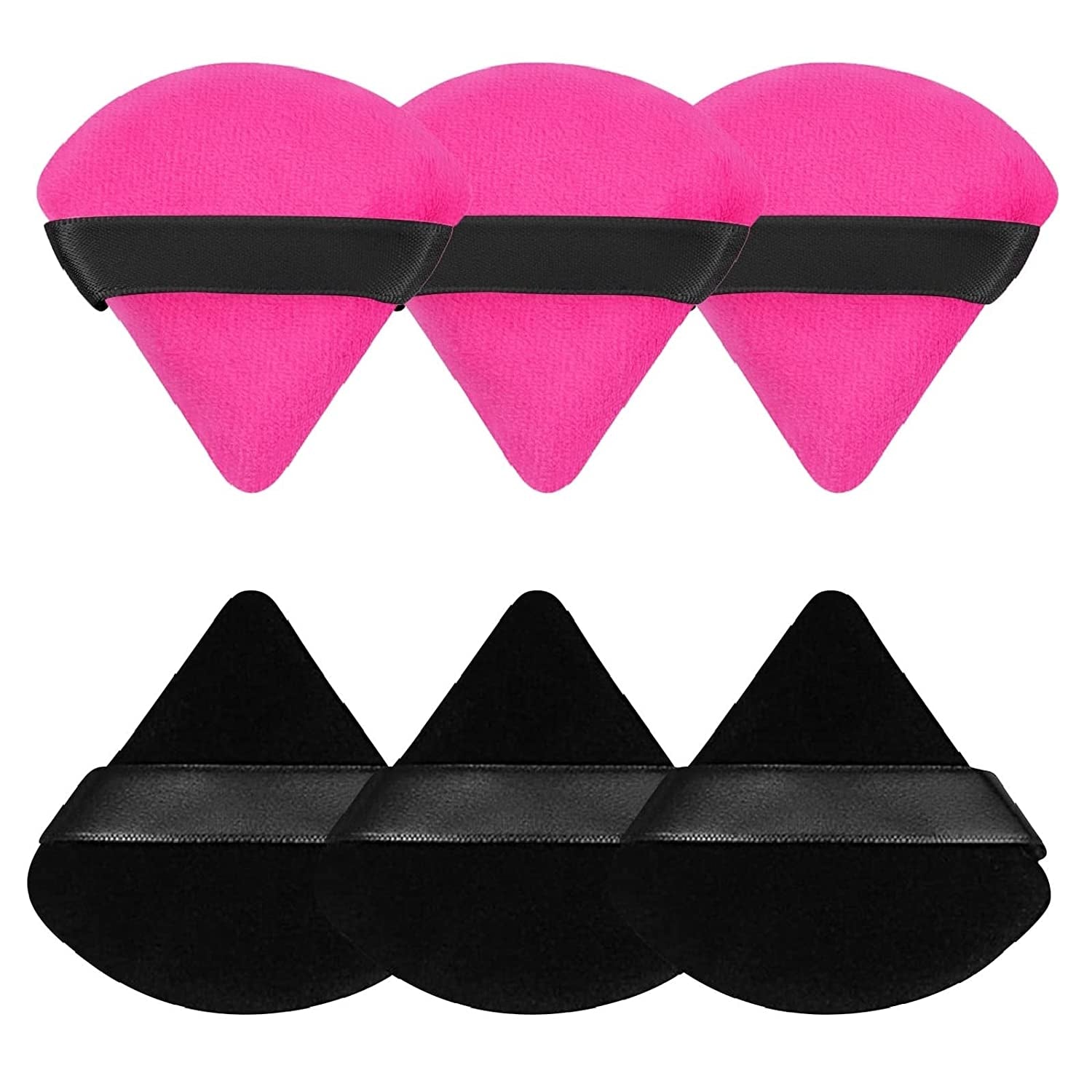 6 Pieces Powder Puff Face Soft Triangle Makeup Puff for Loose Powder Body Powder, Wedge Shape Velour Cosmetic Sponge for Contouring, Under Eyes and Corners, Beauty Makeup Tools