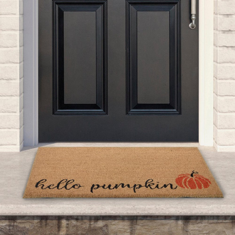 Natural Coir "Hello Pumpkin" Autumn Harvest Doormat 18" X 30"