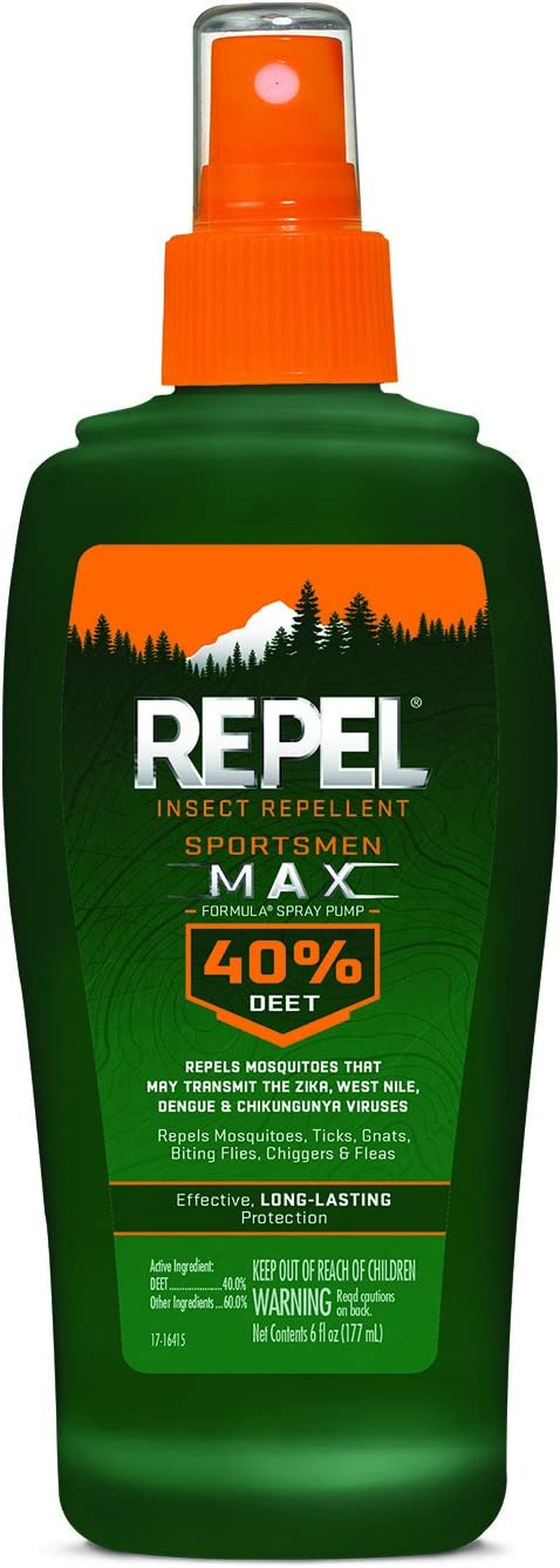 Repel Insect Repellent Sportsman Max Formula Spray Pump 40% DEET, Repels Mosquitoes, Ticks and Gnats, Effective Long-Lasting Protection, 40% DEET (Pump Spray) 6 fl Ounce