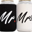 Mr & Mrs Can Cooler Sleeves - Set of 2 Neoprene Covers for Beer, Soda and More Universal Sleeve Design Holds Bottle and Cans - His and Hers Wedding Gift for Couples