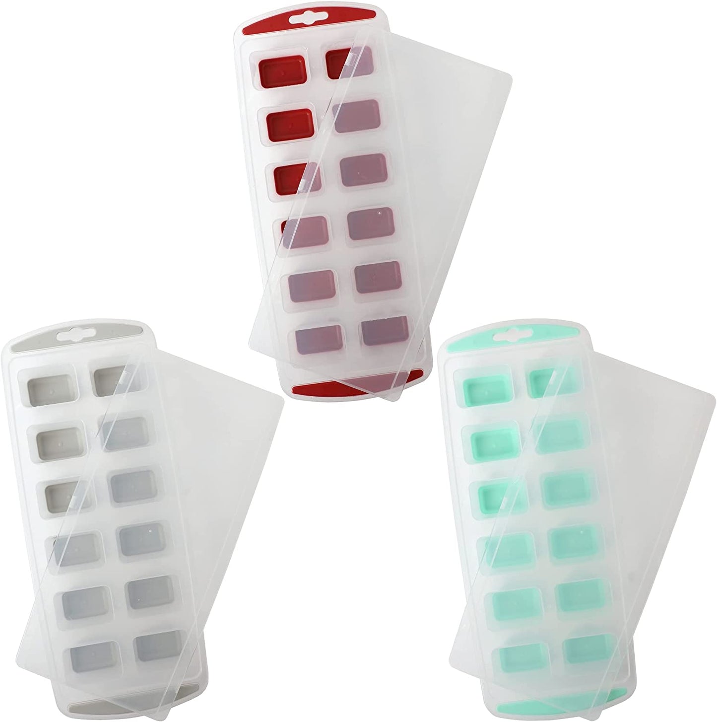 Silicone Narrow Ice Stick Cube Trays with Easy Push and Pop Out Material, Ideal for Sports and Water Bottles, Assorted Bright Colors. With Lids