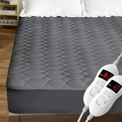 Queen Size Heated Mattress Pad Water-Resistant Electric Mattress Pad Cover Bed Topper Stretches up 8-21" Deep Pocket, Grey