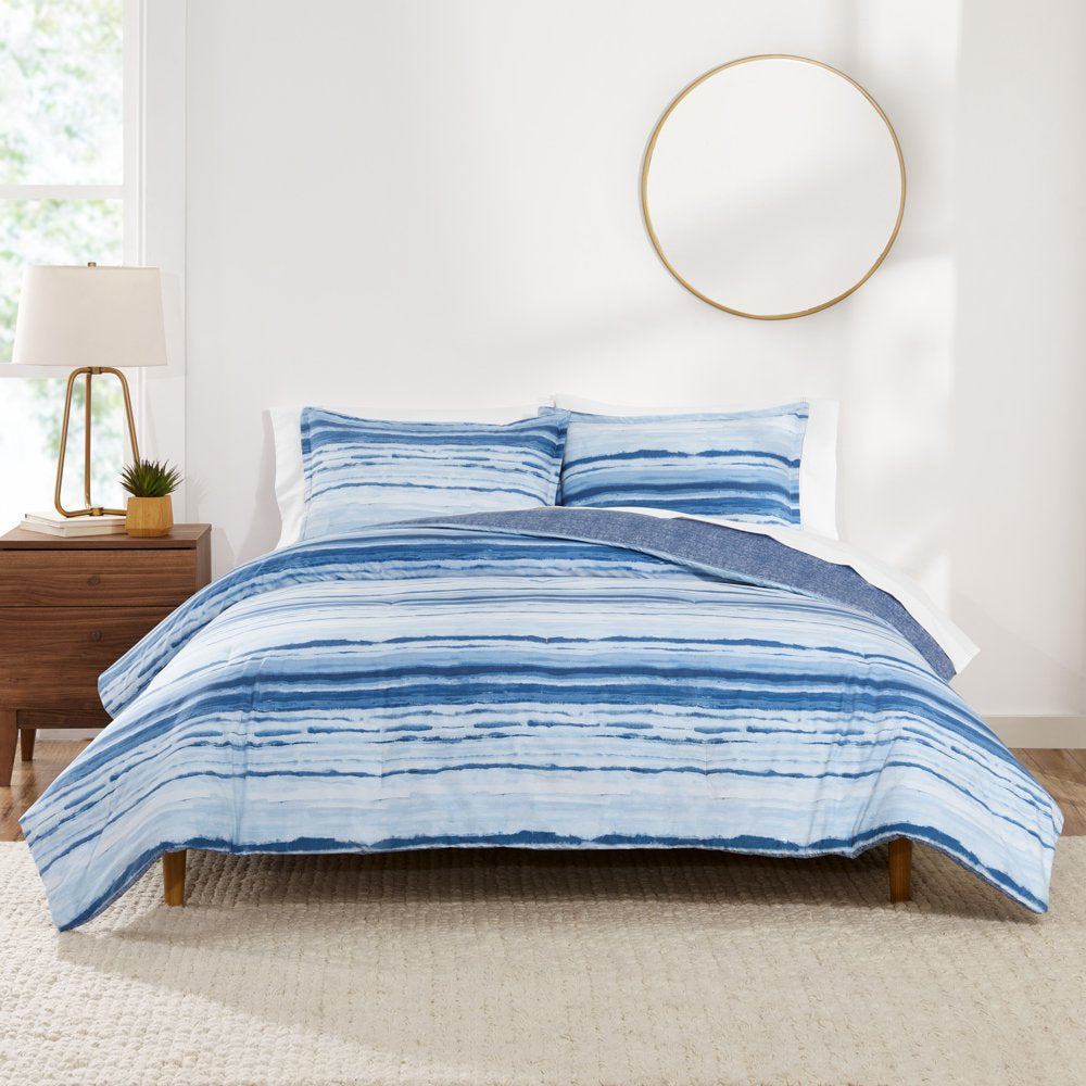 Desert Tie Dye Reversible Organic Cotton Blend Comforter Set,Blue, 2-Pieces