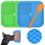 Lick Mat for Dogs, 3Pcs Slow Feeder Dog Bowls with Suction Cups（Green Dog Lick Mat + Blue Lick Mat for Cats + Orange Spatula） for Dog Treats & Cat Food (Anti-Slip, Food Grade Silicone)