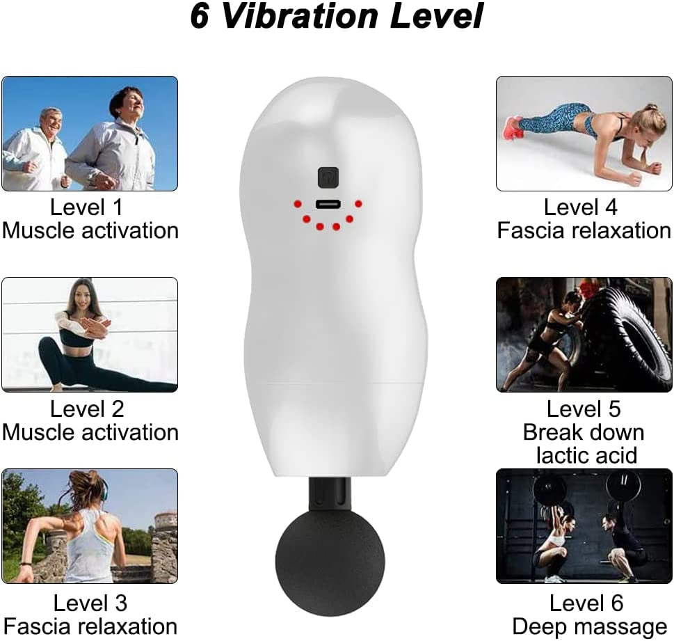 High Intensity Vibration Massage Device, for Soreness Relief, Pain Relief with 6 Speeds and 8 Heads, Handheld Cordless Muscle Massager for Athletes