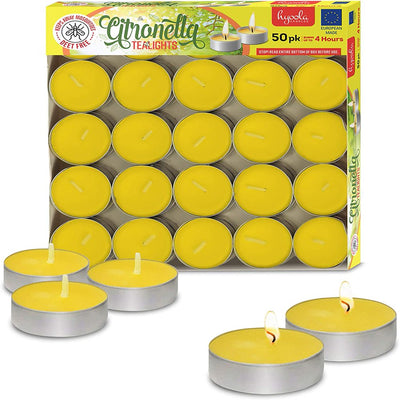 50 Pk Indoor and Outdoor Tealight Citronella Candles