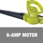 Sun Joe SBJ601E 10 Amp 215 Max MPH All-Purpose 2-Speed Electric Blower, Green