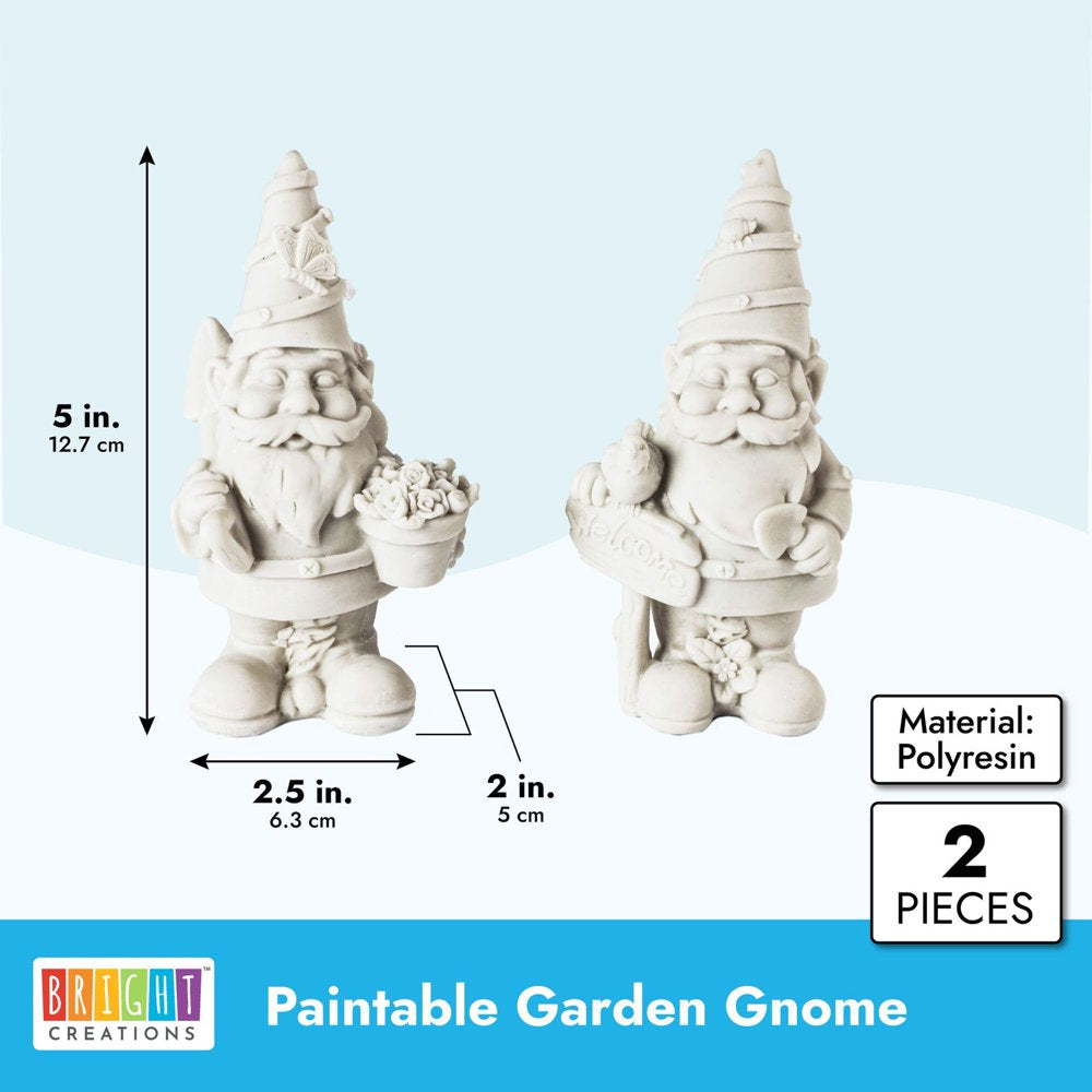 2 Pack DIY Paint Your Own Garden Gnome Statues