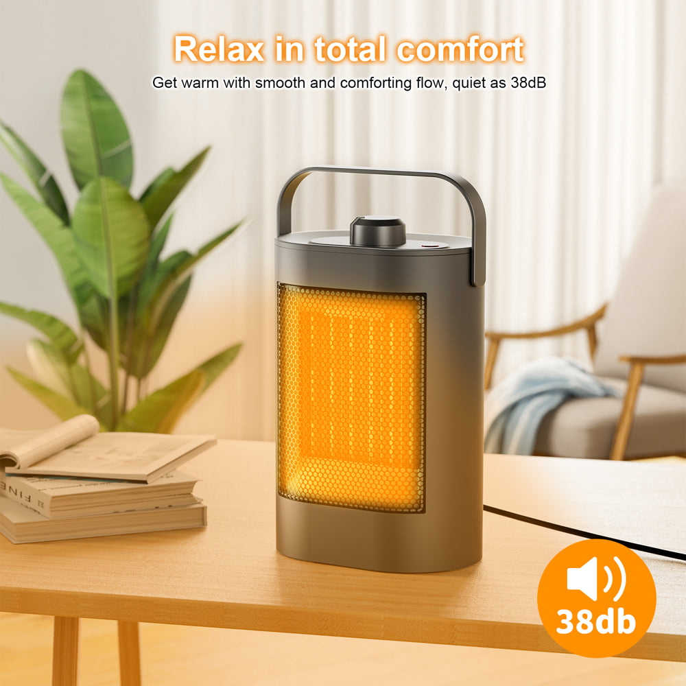 Portable Electric Space Heater, 1500W PTC with Thermostat, 4 Modes 70° Oscillating, Indoor Tabletop Instant Heating
