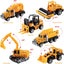 Diecast Engineering Construction Vehicles Truck Toys Set W/Play Mat, 7 Alloy Pull Back Cars, Play Mats for Toddlers and a Set of Road Signs, Kids Construction Toys, Toys for 3+ Year Old Boys and Girls