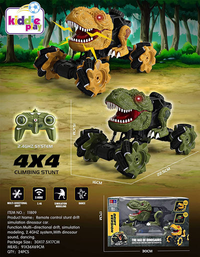 Dinosaur RC Car 1:18 | RC Dinosaur Monster Truck | 45° Slope 360° Rotation 4WD Remote Control Car 2.4 Ghz