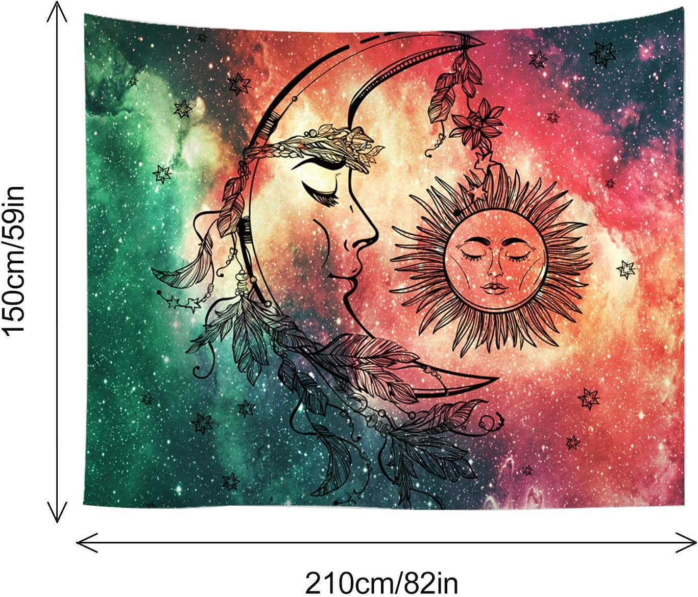 Psychedelic Tapestry Wall Hanging, Boho Mandala Tapestry, Celestial Starry Sky Wall Tapestry, Wall Art Decoration for Bedroom Living Room Dorm, Window Curtain Picnic Mat