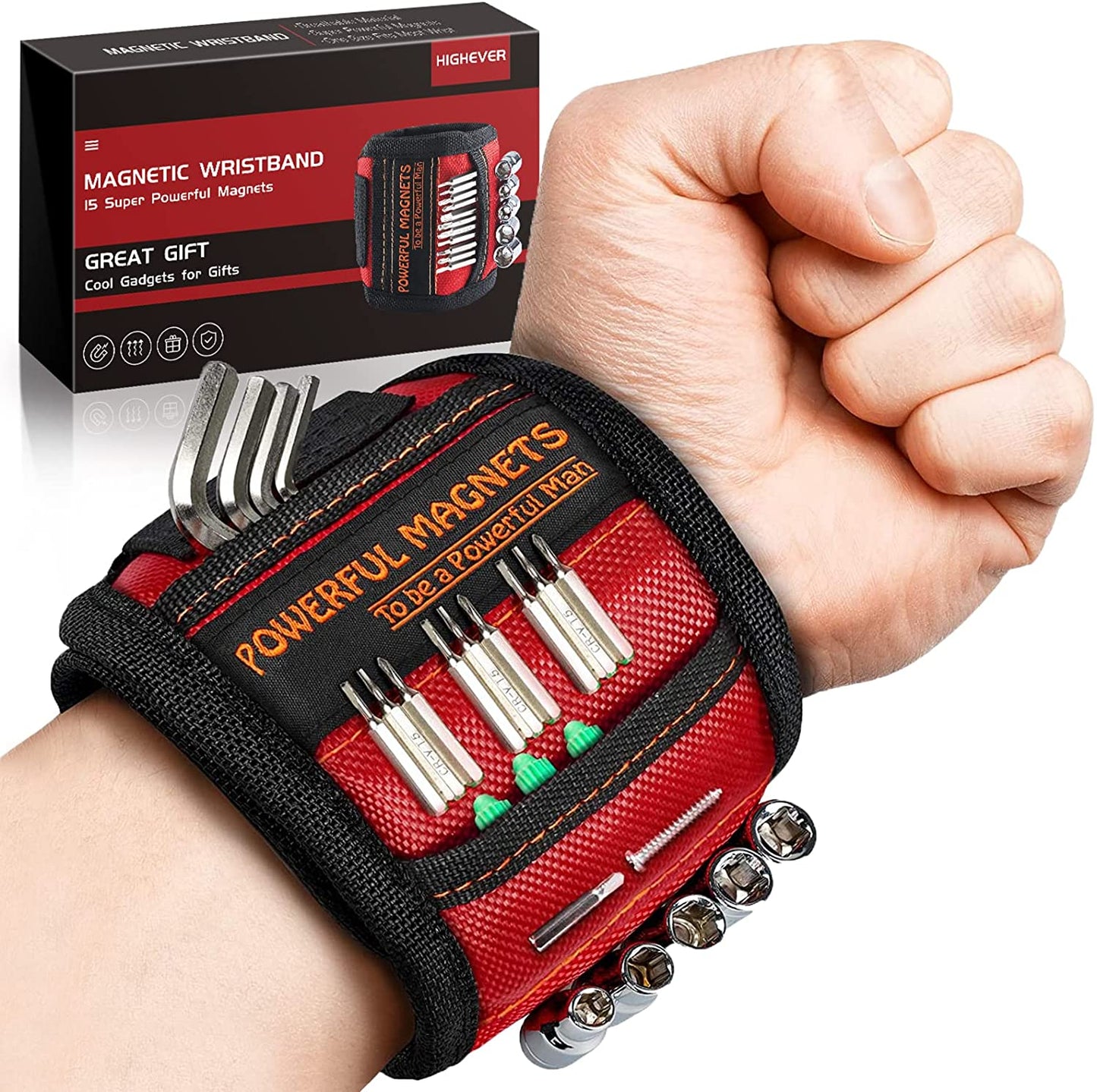 Father's Day Gifts for Dad from Daughter Son, Magnetic Wristband Tool Belt for Holding Screws Nails Drill Bits, Cool Gadgets Birthday Gift for Men Him Women Husband Wife Carpenters Who Have Everything