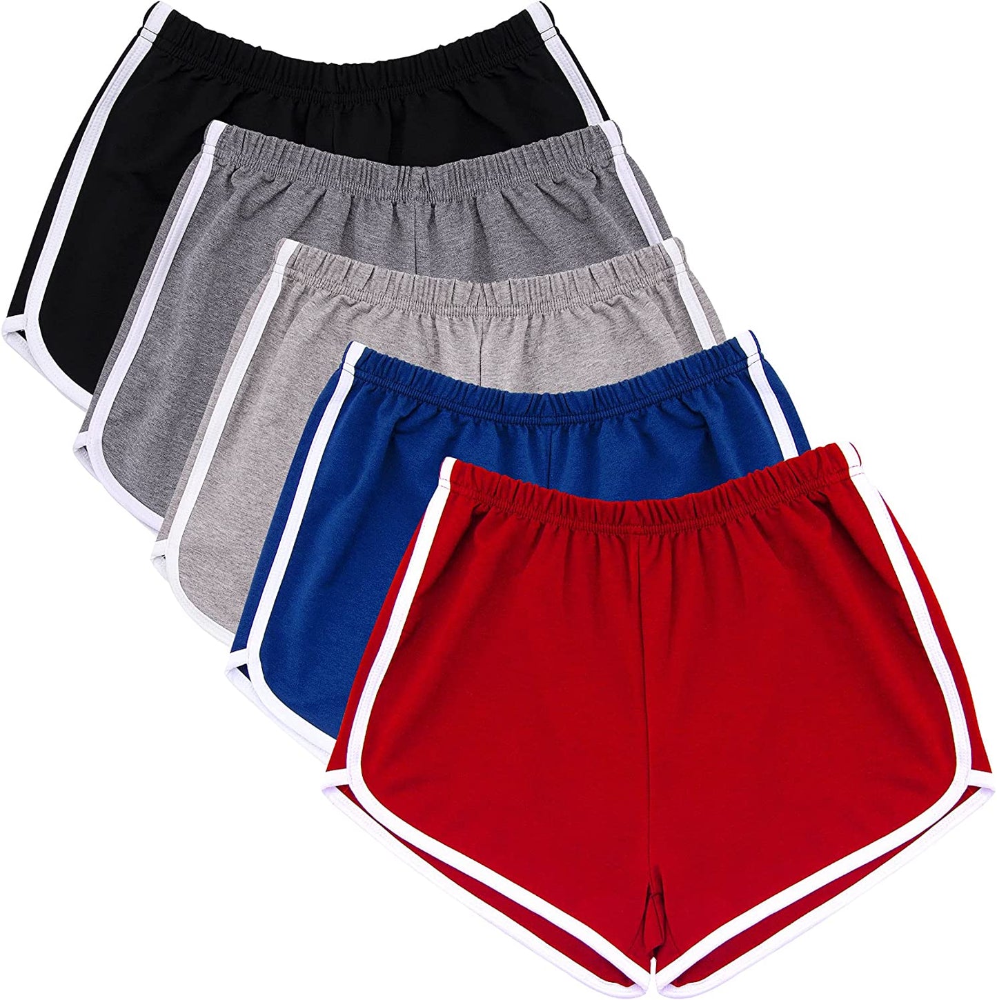 5 Pack Cotton Sports Shorts Yoga Short Pants Summer Running Athletic Shorts for Women
