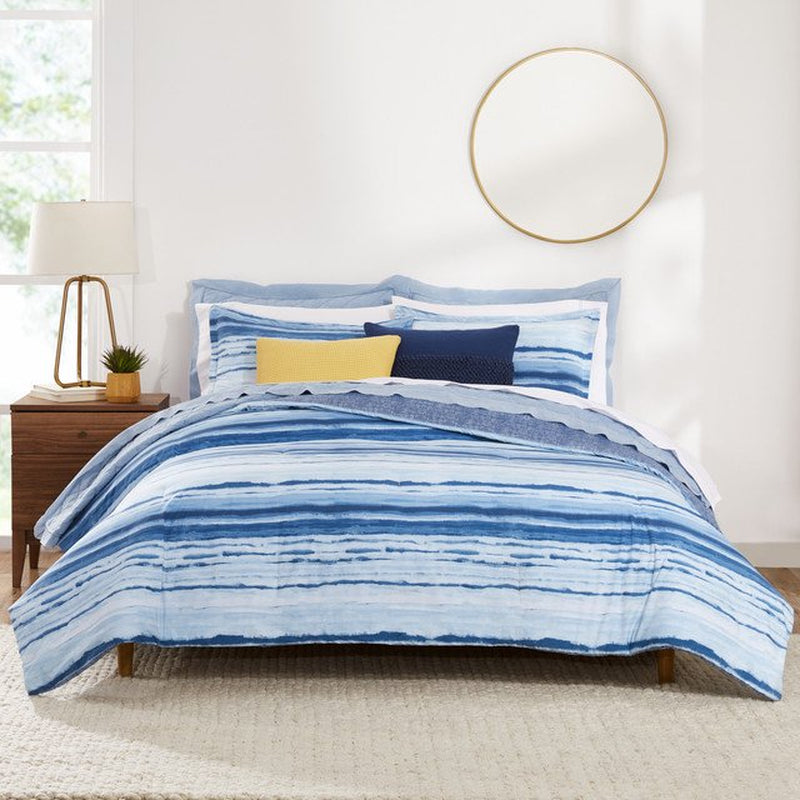 Desert Tie Dye Reversible Organic Cotton Blend Comforter Set,Blue, 2-Pieces